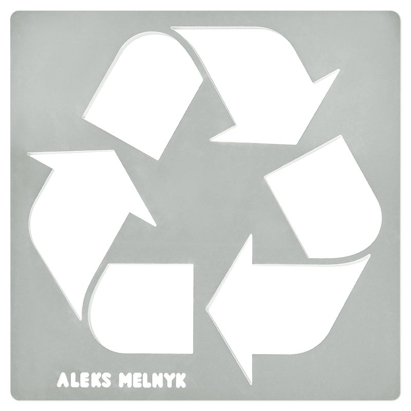 Aleks Melnyk No.66 Recycle Logo 4 x 4 inch, Metal Stencil, Trash Bin Stencil Multiple Uses, Stainless Steel Template for Painting, Pyrography, Wood Burning, Small Recycling Symbol, 1 PCS - Image 1